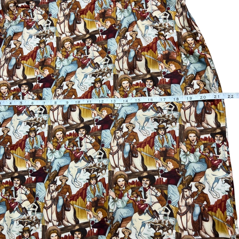 Western Print Maxi Skirt Cowboy Cowgirl Rodeo Ruffle Hem‎ Long Skirt - Picture 3 of 9